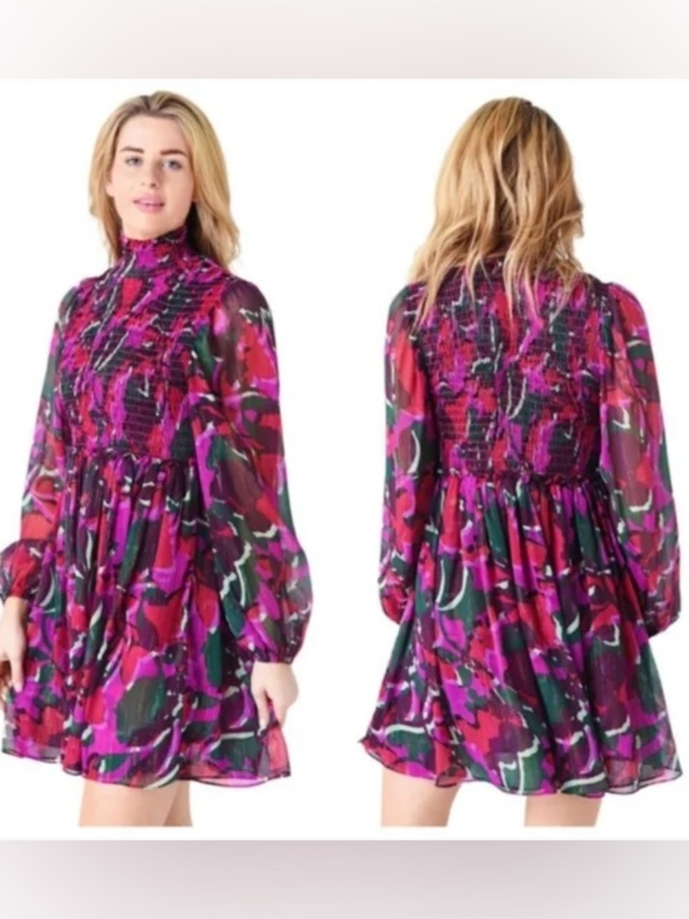 MISA Los Angeles Marianna Smocked Mini Dress - Size XS